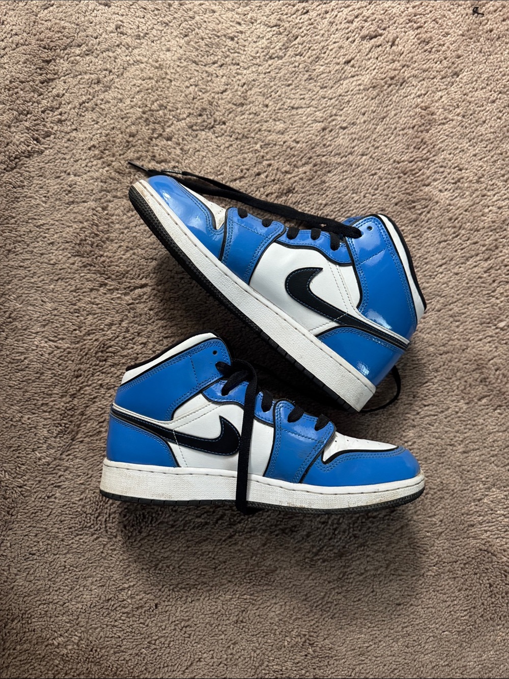 Nike Kids High-Top Sneakers in Blue, White, and Black